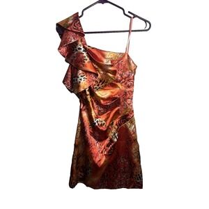hailey logan adrianna papell womens one shoulder cocktail dress size small
